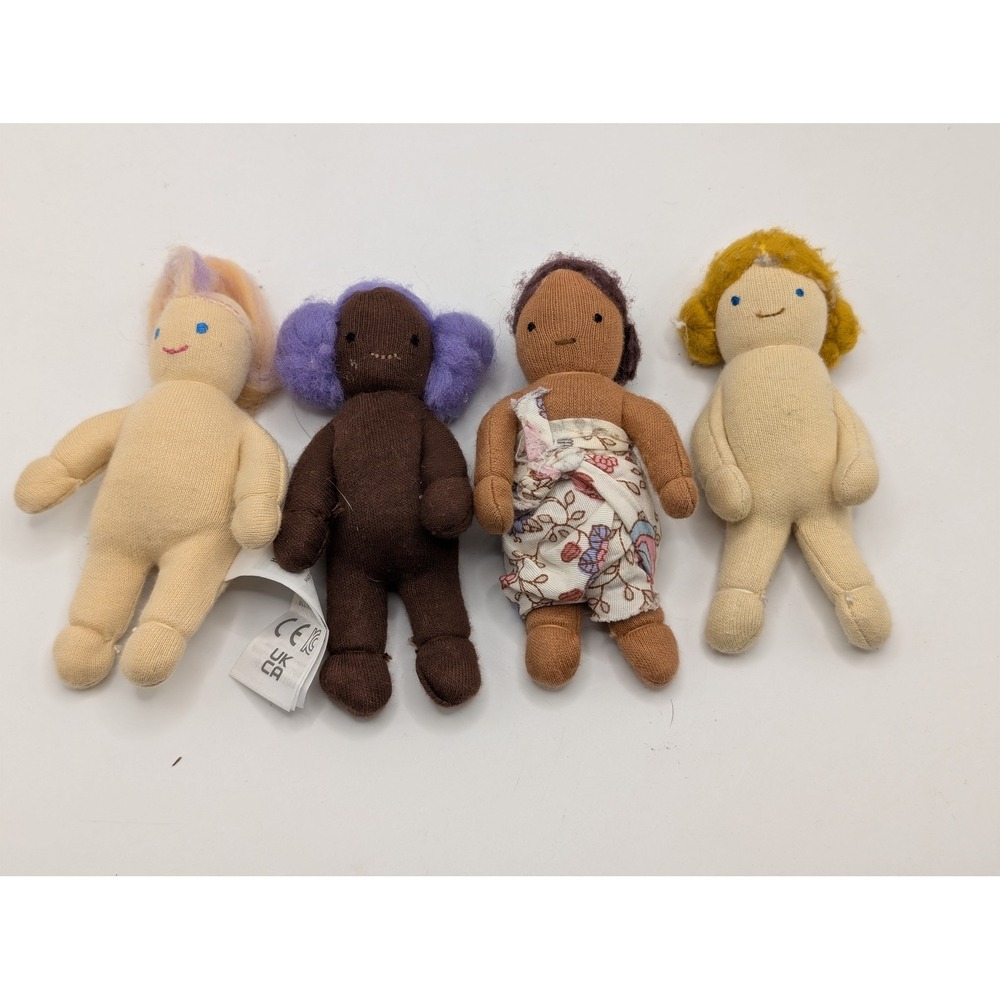 Olli Ella Holdie Folk Miniature Soft Poseable Dolls Set of 4 Cotton Wool Toy